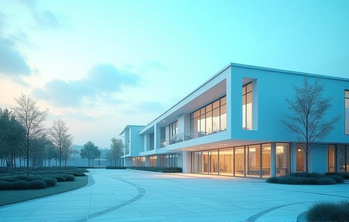 Modern digital university campus and virtual classrooms technology